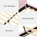 Artiss Bed Frame Double Size Scallop - Shape Bedhead Beds Base Pink Velvet Fabric - RnR Galore