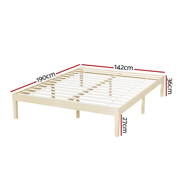 Artiss Bed Frame Double Size Wooden Base Mattress Platform Timber Pine BRUNO - RnR Galore