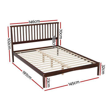 Artiss Bed Frame Double Size Wooden Base Mattress Platform Timber Walnut VISE - RnR Galore