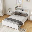 Artiss Bed Frame Double Size Wooden with 3 Shelves Bed Head White - RnR Galore