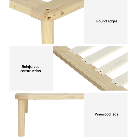 Artiss Bed Frame King Single Size Wooden Base Mattress Platform Timber Pine AMBA - RnR Galore