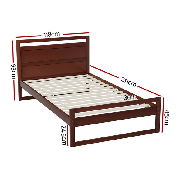 Artiss Bed Frame King Single Size Wooden Walnut WITTON - RnR Galore