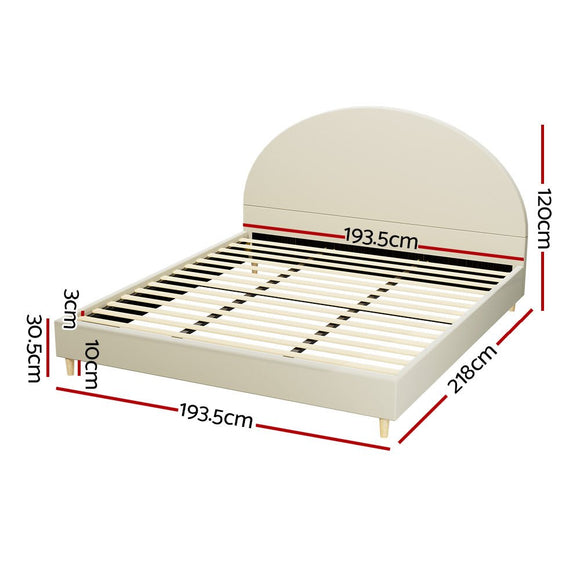 Artiss Bed Frame King Size Velvet Cream ELLA - RnR Galore