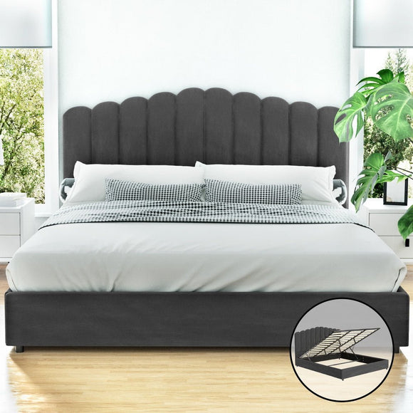 Artiss Bed Frame King Size Velvet Grey FION - RnR Galore