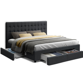 Artiss Bed Frame King Size with 4 Drawers Charcoal AVIO - RnR Galore
