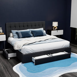 Artiss Bed Frame King Size with 4 Drawers Charcoal AVIO - RnR Galore