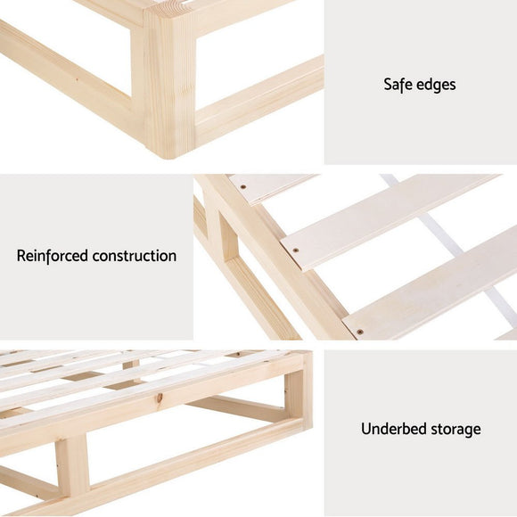 Artiss Bed Frame King Size Wooden Base Mattress Platform Timber Pine KALAM - RnR Galore
