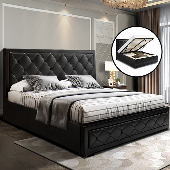 Artiss Bed Frame Queen Size Gas Lift Black TIYO - RnR Galore