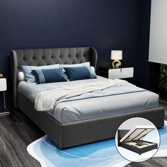 Artiss Bed Frame Queen Size Gas Lift Charcoal ISSA - RnR Galore