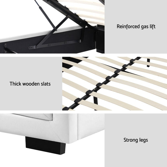 Artiss Bed Frame Queen Size Gas Lift White TIYO - RnR Galore
