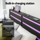 Artiss Bed Frame Queen Size LED Metal Bed Base with Charging Station - RnR Galore