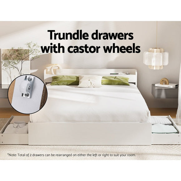 Artiss Bed Frame Queen Size Mattress Base wtih Charging Ports 2 Storage Drawers - RnR Galore