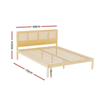 Artiss Bed Frame Queen Size Rattan Wooden RITA - RnR Galore