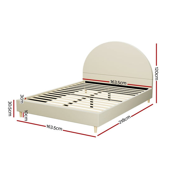 Artiss Bed Frame Queen Size Velvet Cream ELLA - RnR Galore