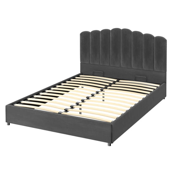 Artiss Bed Frame Queen Size Velvet Grey FION - RnR Galore