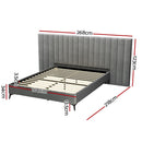 Artiss Bed Frame Queen Size Velvet Grey LOTT - RnR Galore