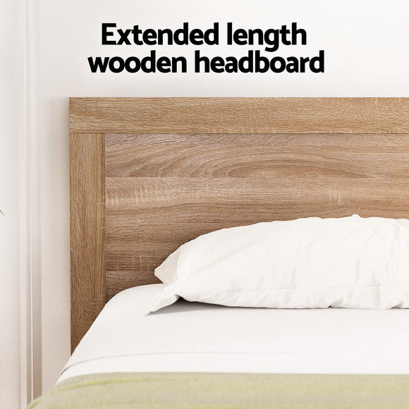 Artiss Bed Frame Queen Size Wooden Acacia Wood OATMEAL - RnR Galore