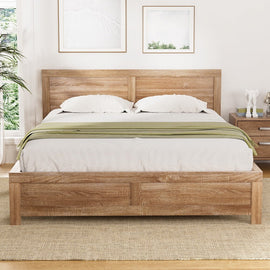 Artiss Bed Frame Queen Size Wooden Acacia Wood OATMEAL - RnR Galore