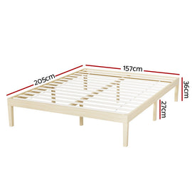 Artiss Bed Frame Queen Size Wooden Base Mattress Platform Timber Pine BRUNO - RnR Galore