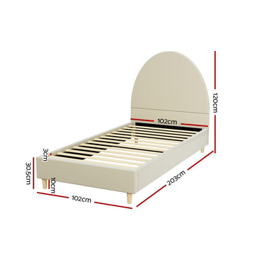Artiss Bed Frame Single Size Velvet Cream ELLA - RnR Galore