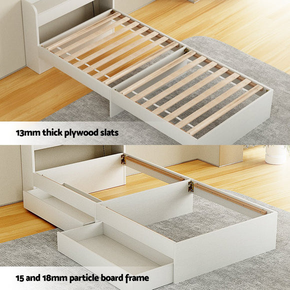 Artiss Bed Frame Single Size with Charging Ports and 2 Drawers AURA - RnR Galore