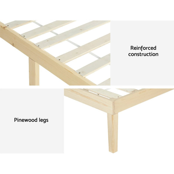 Artiss Bed Frame Single Size Wooden Base Mattress Platform Timber Pine BRUNO - RnR Galore