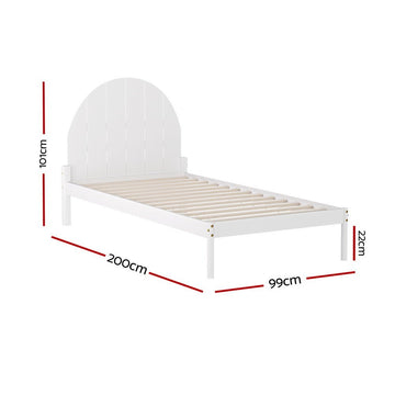 Artiss Bed Frame Single Size Wooden White DALY - RnR Galore
