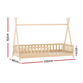 Artiss Bed Frame Wooden Kids House Frames Oak PUAH - RnR Galore