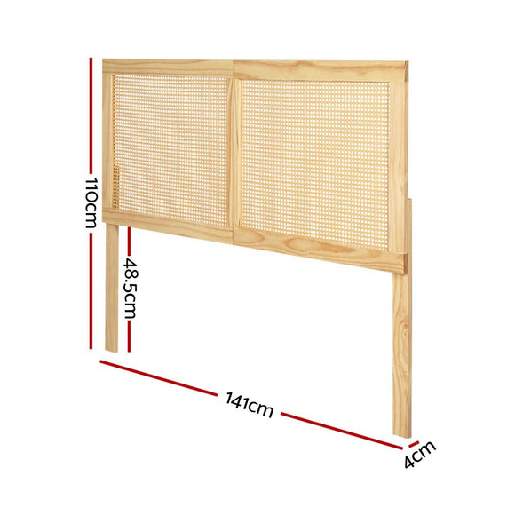 Artiss Bed Head Headboard Double Rattan - RIBO Pine - RnR Galore