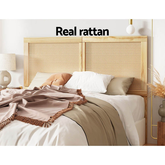 Artiss Bed Head Headboard Double Rattan - RIBO Pine - RnR Galore