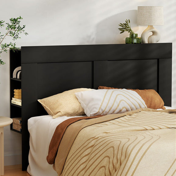 Artiss Bed Head Headboard Queen with Shelves - CABI Black - RnR Galore