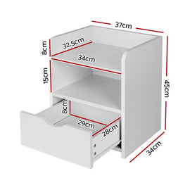 Artiss Bedside Table 1 Drawer with Shelf - FARA White - RnR Galore