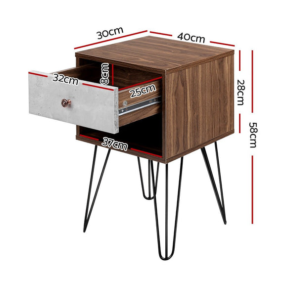 Artiss Bedside Table 1 Drawers with Shelf - LARS - RnR Galore