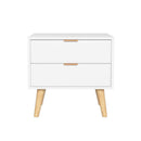 Artiss Bedside Table 2 Drawers - White - RnR Galore