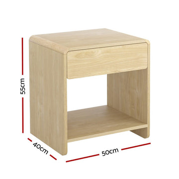 Artiss Bedside Table Drawer Open Shelf Pine - RnR Galore