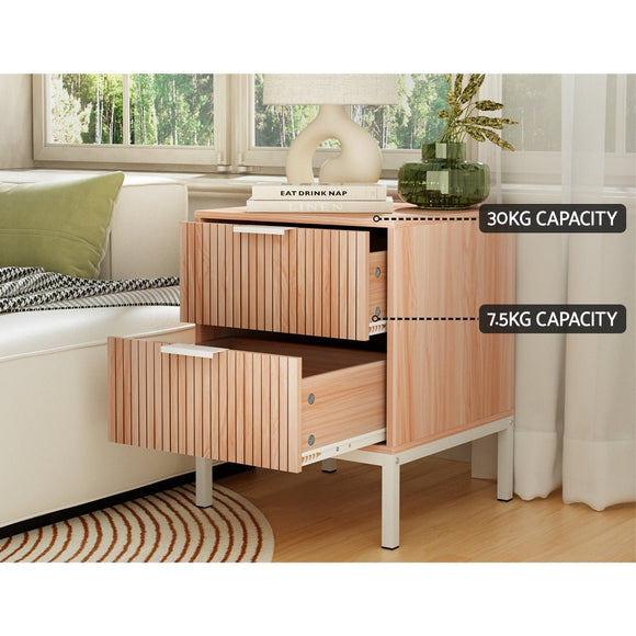 Artiss Bedside Table Drawers Side End Table Storage Cabinet Nightstand Pine LURA - RnR Galore