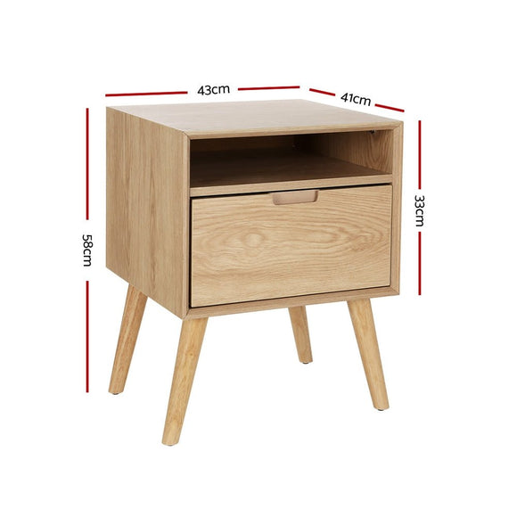 Artiss Bedside Table Drawers Side Table Shelf Storage Cabinet Nightstand GORR - RnR Galore