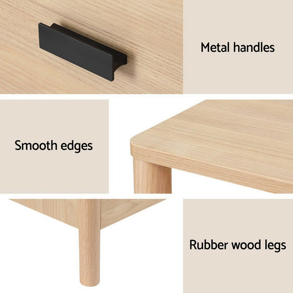 Artiss Bedside Table Nightstand 2 Drawers - Pine - RnR Galore
