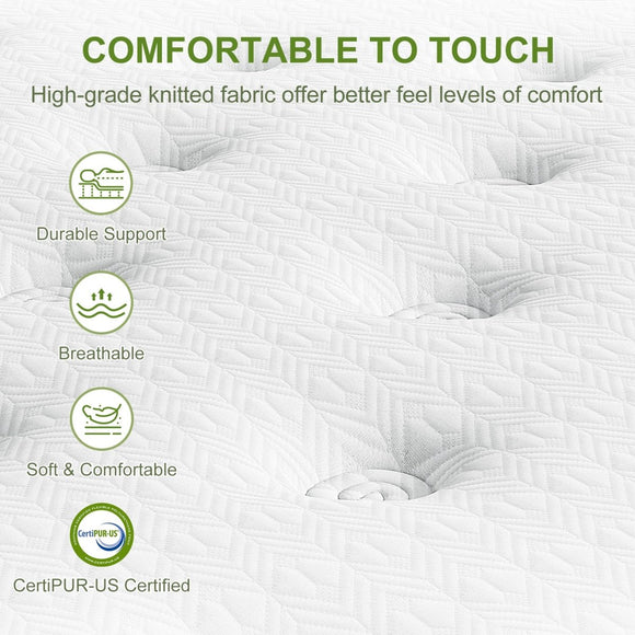 Artiss BedStory Double Bed Frame Mattress Set Platform Upholstered Hybrid Pocket Coil - RnR Galore