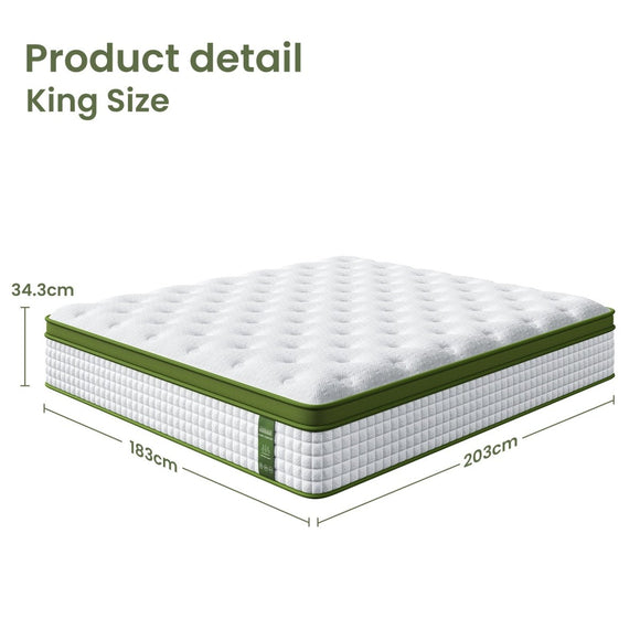 Artiss BedStory King Bed Frame Set With Hybrid Mattress Medium Firm Linen Grey - RnR Galore