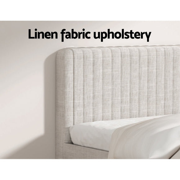 Artiss BedStory King Bed Frame with Mattress Set Platform Base Pocket Coil Linen Upholstered - RnR Galore