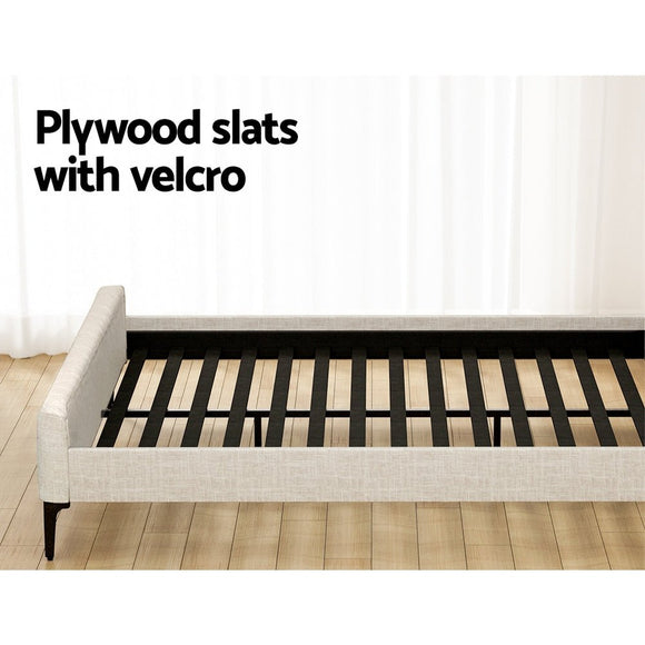 Artiss BedStory Queen Bed Frame with Mattress Set Platform Base Pocket Coil Linen Upholstered - RnR Galore