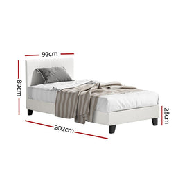 Artiss BedStory Single Bed Frame Mattress Bundle Platform Headboard Medium Firm Hybrid White - RnR Galore