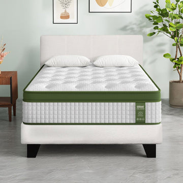 Artiss BedStory Single Bed Frame Mattress Bundle Platform Headboard Medium Firm Hybrid White - RnR Galore