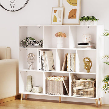 Artiss Bookshelf 3 Tiers 10 Cubes - CORA White - RnR Galore