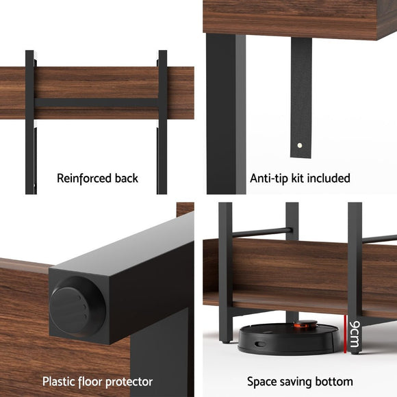 Artiss Bookshelf 5 - Tier Bookcase Display Shelves Metal Storage Stand Rack Walnut - RnR Galore