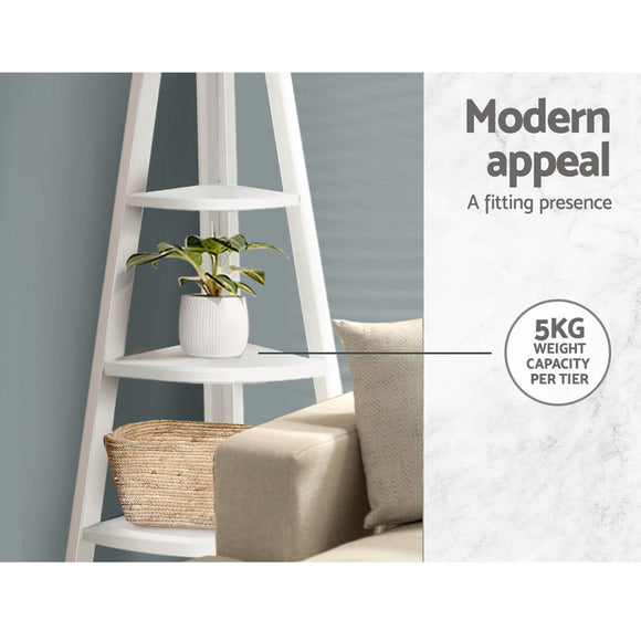 Artiss Bookshelf Corner Shelf 5 Tiers - CANE White - RnR Galore