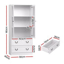 Artiss Buffet Sideboard 180cm Hutch Storage Cabinet Kitchen Drawer Door White - RnR Galore