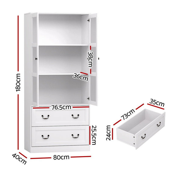 Artiss Buffet Sideboard 180cm Hutch Storage Cabinet Kitchen Drawer Door White - RnR Galore