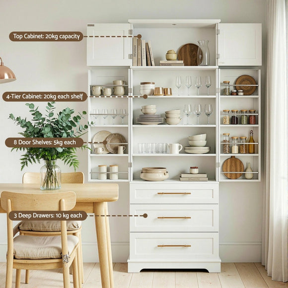 Artiss Buffet Sideboard Cabinet Pantry Kitchen Storage Cupboard Drawers Doors - RnR Galore